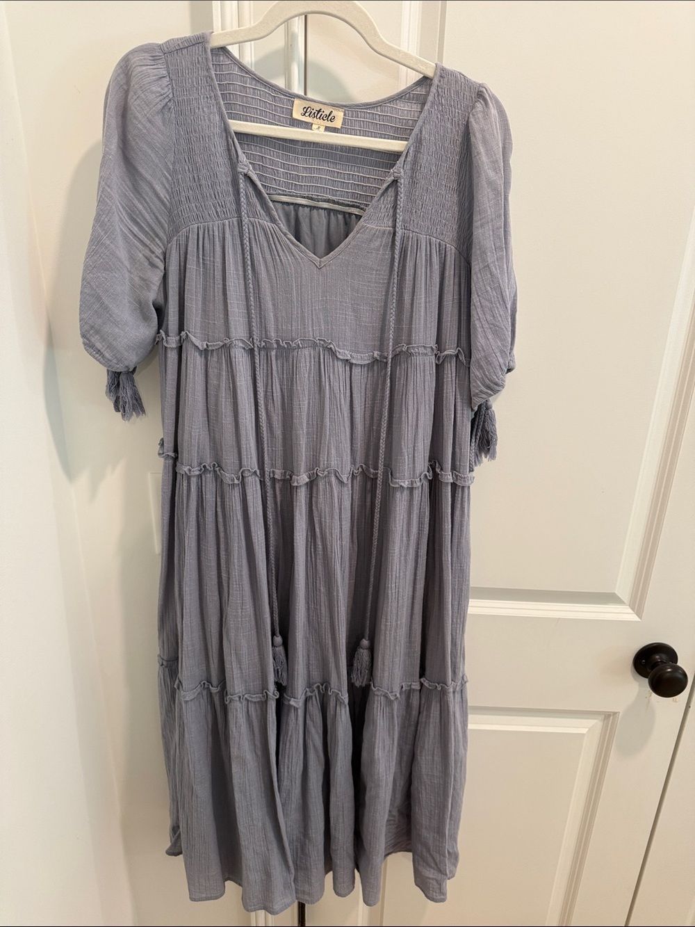 Listicle Dusty Lavender Tiered Midi Dress